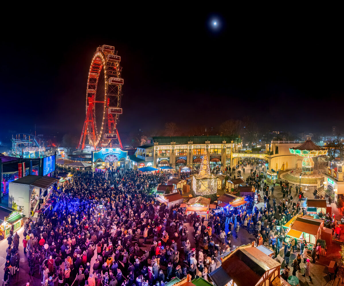 Wintermarkt am Riesenradplatz im Prater Silvesterpfad
